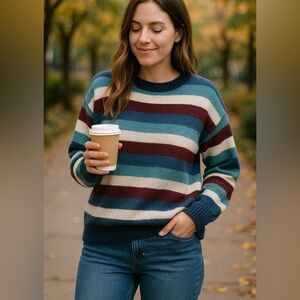 BP. Oversized Striped Sweater Cozy Multicolor Knit Size M